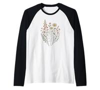 Foxglove Daisy Tulip Flower Minimal Floral Mensaje Oculto Camiseta Manga Raglan