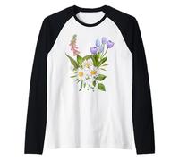 Foxglove Daisy Tulip - Vintage Floral Bloom for Nature Lover Camiseta Manga Raglan
