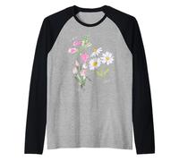 Foxglove Daisy Tulip - Vintage Floral Bloom for Nature Lover Camiseta Manga Raglan