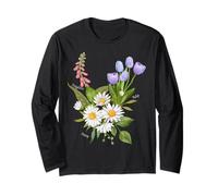 Foxglove Daisy Tulip - Vintage Floral Bloom for Nature Lover Manga Larga