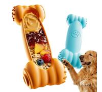 FOXMM Paquete de 2 huesos congelables para perros, alimentador lento, juguete masticable indestructible para masticadores agresivos, alivio de la dentición de cachorros, juguete de enriquecimiento