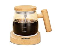 FOXNSK Taza Auto Agitable, 400ML Taza Auto Agitable Café Eléctrico Mezclando Taza Alto Borosilicato Vaso Mezclando Café Taza con USB Calefacción Portavasos Adecuado para Café/Leche/Proteína Polvo