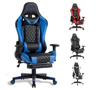 FOXSPORT Silla de Juego (con reposapié, Azul)