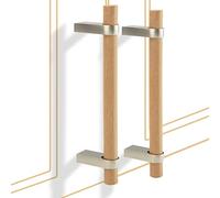 foxwake Tiradores de madera y metal para gabinete, 4.4 pulgadas de centro a centro, paquete de 8 tiradores modernos para cajones de cocina de mediados de siglo, accesorios plateados para gabinetes de