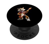 Foxy Rocker Cartoon Fox Tocando Guitarra eléctrica música PopSockets PopGrip Adhesivo