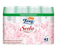 FOXY Seda 42 rollos, 3 capas, papel higiénico (7 pack x 6 rollos), PH neutro