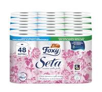 Foxy Seda | Papel higiénico 200 hojas x 48 rollos, 2 capas de alto grosor | Embalaje reciclable fabricado con plástico reciclado