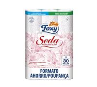 Foxy Seda | Papel higiénico 30 rollos | 173 servicios por cada rollo | Neutro para la piel | Certificación FSC | 100% Energía eléctrica renovable | Paquete reciclable producido con plástico reciclado