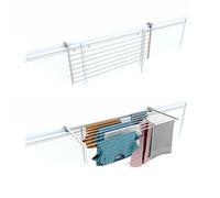 foxydry Duo - Tendedero de balcón plegable, para exterior, resistente, de acero inoxidable y aluminio, para barandilla de balcón y terraza, blanco, longitud 102 cm