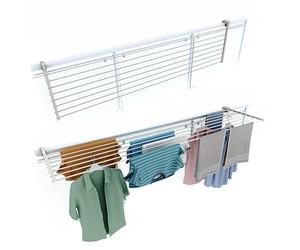 foxydry Duo Tendedero de balcón plegable, para exterior, resistente, de acero inoxidable y aluminio, para barandilla de balcón, balcón, terraza, blanco, longitud 202 cm