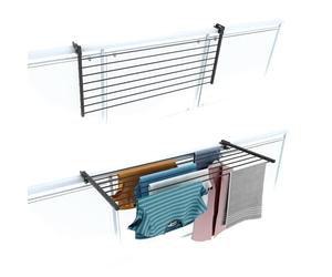 foxydry Duo Tendedero de balcón plegable, para exterior, resistente, de acero inoxidable y aluminio, para barandilla de balcón, balcón, terraza, antracita, longitud 118 cm