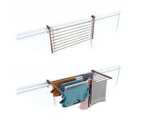 Foxydry Duo, tendedero de barandilla y balcón, Plegable, 102 cm | de aluminio y acero inoxidable, abatible, antióxido, ahorra espacio, para exterior y terraza, soporta 15 kg, marrón