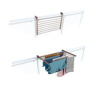foxydry Duo, tendedero de barandilla y balcón, Plegable, 82 cm | de aluminio y acero inoxidable, abatible, antióxido, ahorra espacio, para exterior y terraza, soporta 15 kg, marrón