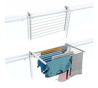 foxydry Duo, tendedero de barandilla y balcón, Plegable, 82 cm | de aluminio y acero inoxidable, abatible, antióxido, ahorra espacio, para exterior y terraza, soporta 15 kg, blanc