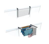 foxydry Duo, tendedero de barandilla y balcón, Plegable, 82 cm | de aluminio y acero inoxidable, abatible, antióxido, ahorra espacio, para exterior y terraza, soporta 15 kg, antracita
