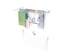 foxydry Fold, tendedero de Pared, Plegable Ahorra Espacio, 116 cm | de aluminio y acero inoxidable, plegable hacia abajo, antióxido, para terraza y balcón, soporta 10 kg, blanco