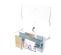 foxydry Fold, tendedero de Pared, Plegable Ahorra Espacio, 116 cm | de aluminio y acero inoxidable, plegable hacia arriba, antióxido, para terraza y balcón, soporta 10 kg, blanco