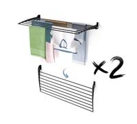 foxydry Fold, tendedero de Pared, Plegable Ahorra Espacio, 116 cm X2 | de aluminio y acero inoxidable, plegable hacia abajo, antióxido, para terraza y balcón, soporta 10 kg, negro