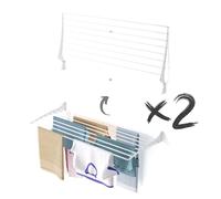 foxydry Fold, tendedero de Pared, Plegable Ahorra Espacio, 116 cm X2 | de aluminio y acero inoxidable, plegable hacia arriba, antióxido, para terraza y balcón, soporta 10 kg, blanco