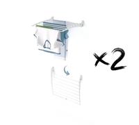 foxydry Fold, tendedero de Pared, Plegable Ahorra Espacio, 62 cm X2 | de aluminio y acero inoxidable, plegable hacia abajo, antióxido, para terraza y balcón, soporta 10 kg, blanco