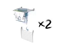 foxydry Fold, tendedero de Pared, Plegable Ahorra Espacio, 62 cm X2 | de aluminio y acero inoxidable, plegable hacia abajo, antióxido, para terraza y balcón, soporta 10 kg, gris
