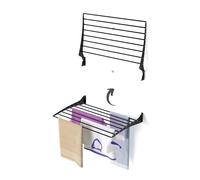 foxydry Fold, tendedero de Pared, Plegable Ahorra Espacio, 80 cm | de aluminio y acero inoxidable, plegable hacia arriba, antióxido, para terraza y balcón, soporta 10 kg, negro