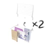 foxydry Fold, tendedero de Pared, Plegable Ahorra Espacio, 80 cm X2 | de aluminio y acero inoxidable, plegable hacia arriba, antióxido, para terraza y balcón, soporta 10 kg, blanco