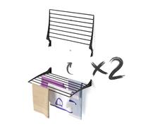 foxydry Fold, Tendedero de pared, stendibiancheria de pared negro plegable y basculante para interior o exterior en aluminio y acero 80x50x57 cm