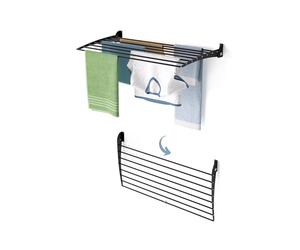 foxydry Fold, Tendedero de pared, tendedero vertical, plegable de interior y exterior, de aluminio y acero, 102 x 50 x 50 cm (negro Down, 1 x Fold 100)
