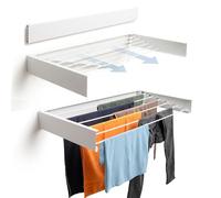 Foxydry Hide, tendedero de Pared, Plegable, Ahorra Espacio, 117 cm | de acero, retráctil, plegable, ahorra espacio, para interior y exterior cubierto, soporta 25 kg, blanco