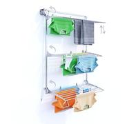 foxydry Wall, tendedero de Pared Sube y Baja, Plegable, 108 cm | de aluminio y acero inoxidable, antióxido, 3 rejillas, tendedero vertical de pared, interior o exterior, soporta 30 kg, gris