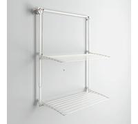 foxydry Wall, tendedero de Pared Sube y Baja, Plegable, 128 cm | aluminio y acero inoxidable, antióxido, 2 rejillas, tendedero vertical de pared, interior o exterior, soporta 20 kg, blanco
