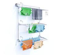 foxydry Wall, tendedero de Pared Sube y Baja, Plegable, 128 cm | de aluminio y acero inoxidable, antióxido, 3 rejillas, tendedero vertical de pared, interior o exterior, soporta 30 kg, gris