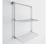 foxydry Wall, tendedero de Pared Sube y Baja, Plegable, 152 cm | de aluminio y acero inoxidable, antióxido, 2 rejillas, tendedero vertical de pared, interior o exterior, soporta 20 kg, gris