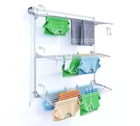 foxydry Wall, tendedero de Pared Sube y Baja, Plegable, 152 cm | de aluminio y acero inoxidable, antióxido, 3 rejillas, tendedero vertical de pared, interior o exterior, soporta 30 kg, gris