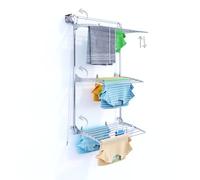 foxydry Wall, tendedero de Pared Sube y Baja, Plegable, 88 cm | de aluminio y acero inoxidable, antióxido, 3 rejillas, tendedero vertical de pared, interior o exterior, soporta 30 kg, gris