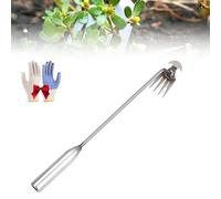 Foxyle Weed Puller, 20/16/12in Manual Weed Remover Tool, 4 Tooth Manganese Steel Foxyle Weeder, Portable & Easy Root Removal for Gardens, Yards & Farms (Sliver,20in)