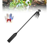 Foxyle Weed Puller, 20/16/12in Manual Weed Remover Tool, 4 Tooth Manganese Steel Foxyle Weeder, Portable & Easy Root Removal for Gardens, Yards & Farms (Black,20in)