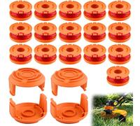 Foydream Bobina de Repuesto Desbrozadora, 20 piezas para Worx Carrete Compatibles Cortabordes, 16 Bobinas de Recambios + 4 Tapas, Bobina de Recambio Desbrozadoras 1,65 mm de Diámetro y 3 m de Largo