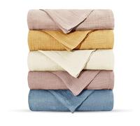Foydream Muselinas Bebe Algodon,5 Piezas Gasas para Bebes 22x23 CM Toalla Facial Infantil, Toallas De Muselina, Suaves Paños de Muselina para Bebé