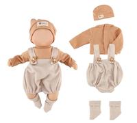 Foydream Ropa para Muñecas Bebé, 4PCS Ropa Bebe Reborn con Blusa Marrón, Pantalón, Sombrero y Calcetines, 38 - 45 cm Niñas Cumpleaños