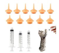 Foyods 14 jeringas de alimentación para gatitos,Pezón para mascotas con jeringa de comida,Jeringa de alimentación de pezón de silicona para gatitos y cachorros,Mini pezones reutilizables para mascotas