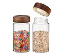 Foyofly Tarros de vidrio con tapa, tarros de especias con tapas de madera de tornillo, herméticos, tarro de almacenamiento de cocina, recipiente para sal marina, pimentón, hierbas, canela, café,