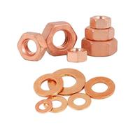 Foyoram Juego de arandelas planas M5 de cobre, tuercas hexagonales, 10 unidades, rosca métrica Cu-ETP (M5,10)