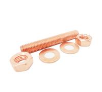 Foyoram Pernos roscados de cobre M12 x 185 mm, 1 unidad, rosca métrica Cu-ETP, varillas roscadas roscadas, pernos de perno M12, arandela, 2 unidades M12, 2 unidades