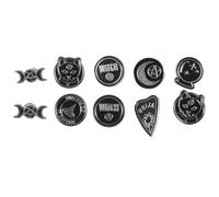 FOYTOKI 10 Alfileres de Bruja Negros de Aleación, Accesorios Decorativos Creativos para DIY y Suministros de Banquete Diseño de Sombrero y Estilo Único Varios estilos