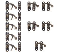 FOYTOKI 10 Cierres de Gancho Derecho Vintage de Metal Color Bronce Antiguo Juego de 10 Piezas para Joyeros y Cajas Decorativas Cierre de Pestillo Pequeño Retro para Cofres y Armarios