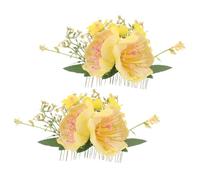 FOYTOKI 2 Piezas Hawaiian Flower Hair Comb Artificial Hibiscus Plumeria Side Clip For Beach Wedding Luau Party Bridal Headpiece Tropical Hair Accessory For Women