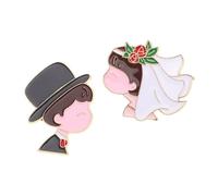 FOYTOKI 2piezas Broche De Boda Para Novia y Novio Broche De Joyería Bonitos Pines De Solapa De Dibujos Animados Pin De Solapa Para Celebraciones y Fiestas