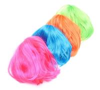 FOYTOKI 4 Pelucas de Cosplay Coloridas para Fiesta y Disfraces, Cabello Postizo Bobo en Verde, Azul, Naranja y Rosa, Talla Única para Adultos, Livianas y Fáciles de Usar